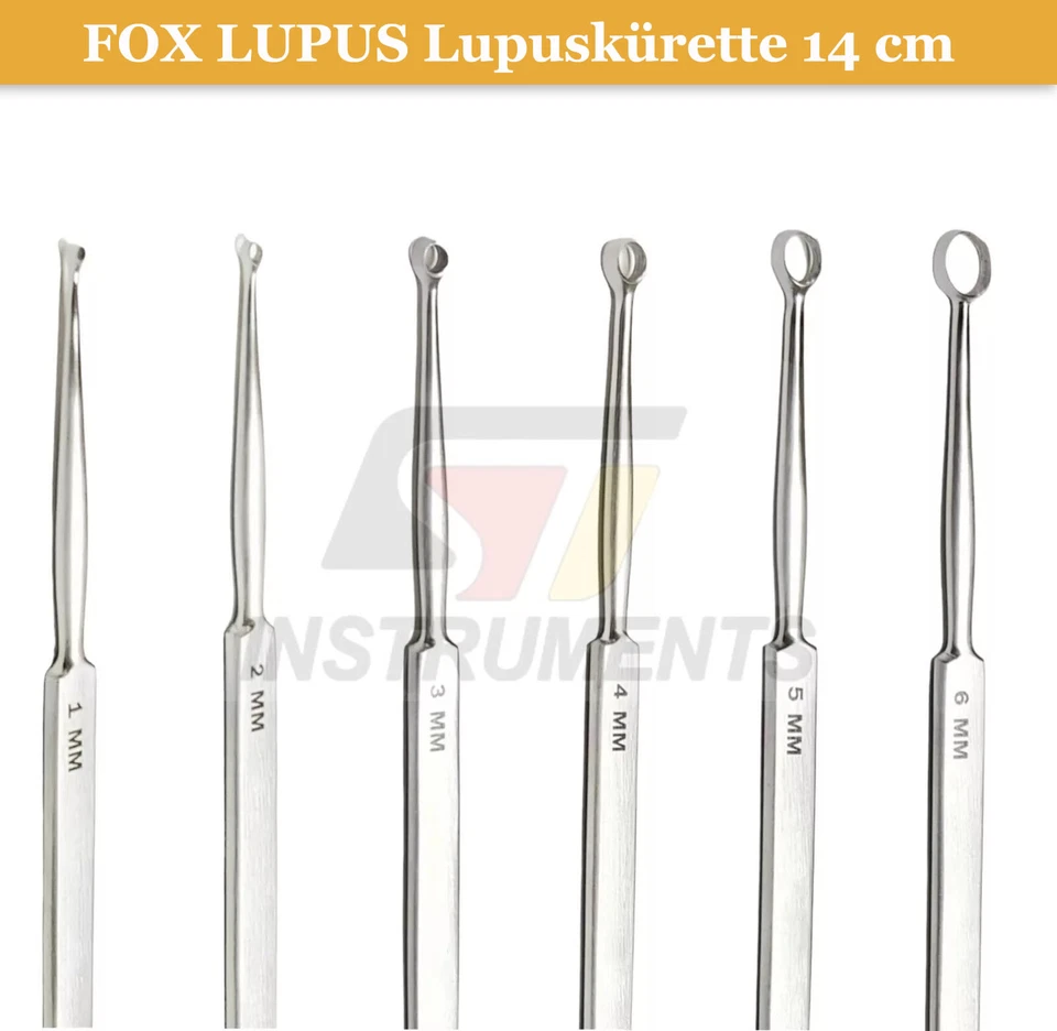 FOX LUPUS Lupuskürette 14cm 1,2,3,4,5,6 mm Haut Kürette Dermatologie Fußpflege - Bild 2 von 2