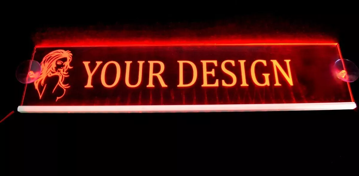 12V Red LED Neon Interior Cabin Light Laser Engraved Sign for