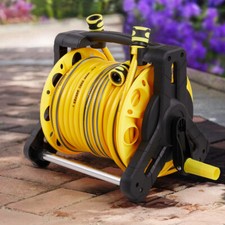 25/50M Portable Garden Water Hose Pipe Reel Flexible Spray Nozzle Set Outdoor UK