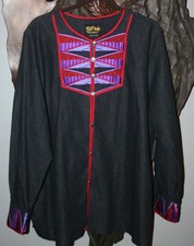 Bob Mackie "wearable Art" Vintage 1990’s Embroidered Black Denim Jacket 1x 2x
