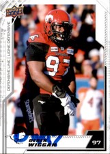 Derek Wiggan Signed 2020 Upper Deck CFL Football card Calgary Stampeders
