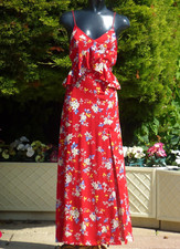 Pretty Little Thing Red Maxi Dress Size 14 UK Summer Holiday Races Party