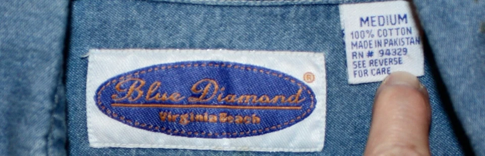 Blue Diamond M UGLY CHRISTMAS DENIM SHIRT Embroidered button X-mas Tree / Santa - Image 4 of 4