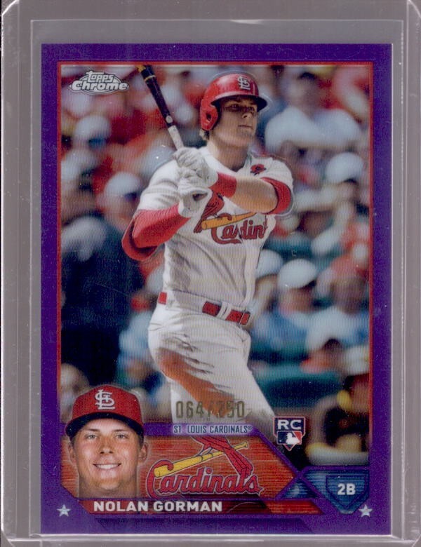 NOLAN GORMAN 2023 Topps Chrome #192 Purple Refractor Rookie RC #064/250