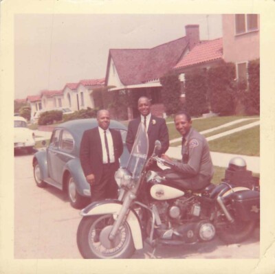 1965 Snapshot Photo Black Cop VW Bug African American Men In Suits White Border