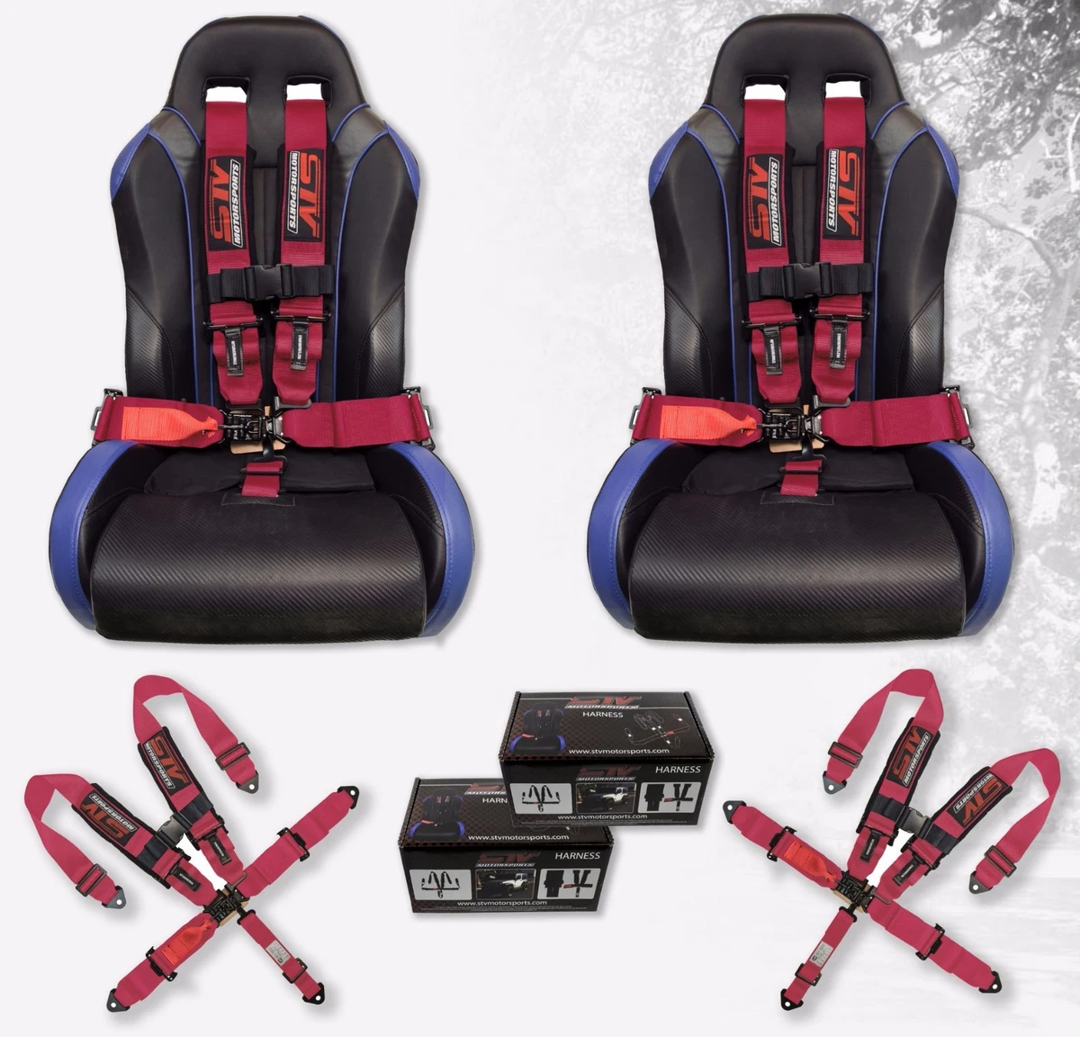 STV Motorsports Racing Seat Belt Harness Pink 5 Point 3 Inch Off-Road - Set  of 2