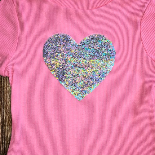 PINK & VIOLET Girl's Coral Pink/ Grey Marsha Dress Sequined Heart Size 7/8 - Picture 3 of 5
