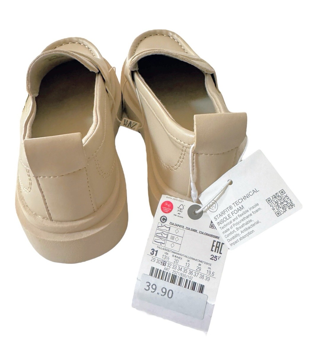 ZARA Kids Loafers Lug Sole Size 13.5, Cream Ivory NWT | eBay
