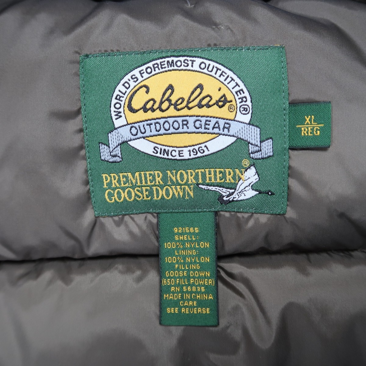 Cabelas Vest Mens Extra Large Blue Premier Northern Goose