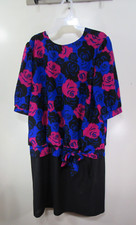 Womens T J Dress Size 20 Pink Blue Black Pull Over Short Sleeve Bow