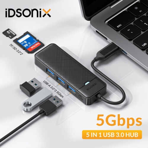 IDsonix USB 3.0 Hub 4-Port Adapter Charger Data Super Speed for PC Mac Laptop
