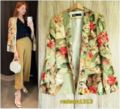 ZARA MULTICOLOURED FLORAL PRINT FLOWING BLAZER SIZE M - Image 1 of 4