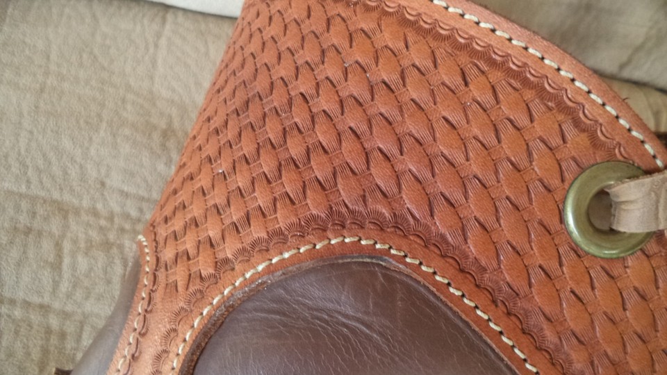 Buckaroo Colorado Dark Brown Leather Chinks Basketweave Tooled w ...