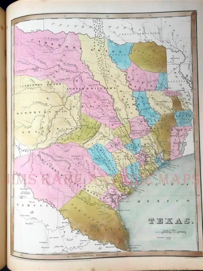 1842 BRADFORD UNIVERSAL ILLUSTRATED ATLAS, "REPUBLIC TEXAS MAPS" RARE ANTIQUE - Image 2 of 4
