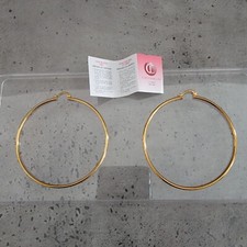 Christian Lay Amazing Huge Hoops Earrings  24k Gold Plated free shipping