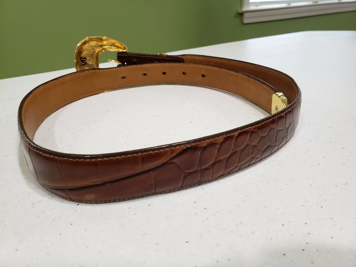 Vintage Steve Blinn Designs Western Belt Vintage Black Croc/reptile Embossed Patent Leather Metal  main image 2