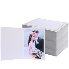 100 Count Photo Folders for 4x6 or 5x7 Pictures, Paper Picture Frames, Cardbo...