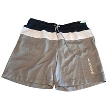 Speedo Mens Swim Trunks XXL Navy White Grey Colorblock UPF 50 Board Shorts NEW