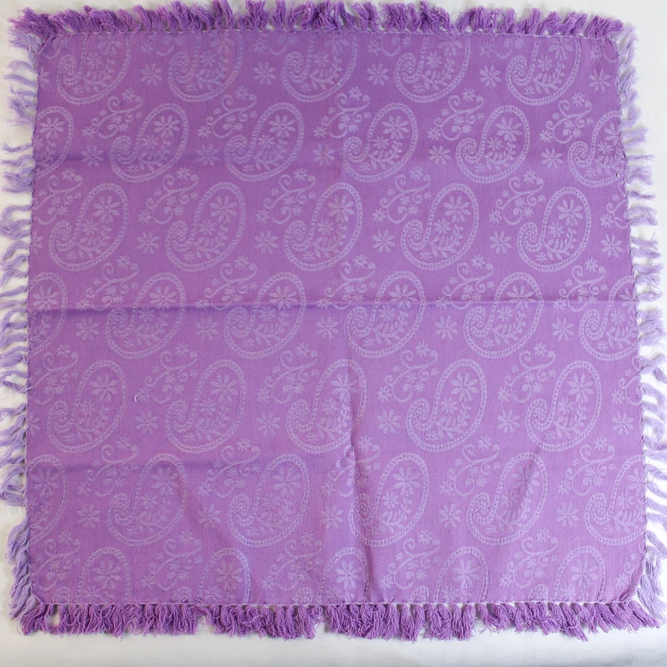 Lot of 3 Purple Magenta Fringe Cloth Napkins - Vibrant Textiles for Dining - Image 3 of 4