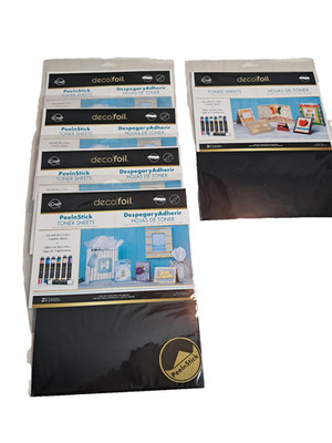 Deco Foil Toner Sheets Lot of 5 Pkgs  8 Sheets Adhesive + 3 sheets Regular NEW