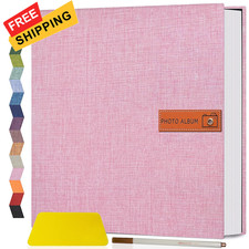 Popotop Large Photo Album Self Adhesive 4x6 5x7 8x10 11.5"x10.6"60pages, Pink