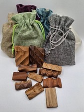 Lucky dip bag of Five Handmade Wooden Pocket Pebble Fidget Toys. 