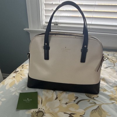 Kate Spade NY Grand Street Rachelle soft porcelain, black pebbled leather