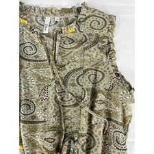 Elan Paisley Print Sleeveless Dress Tie Waist Ruffle Tiered Mini Medium