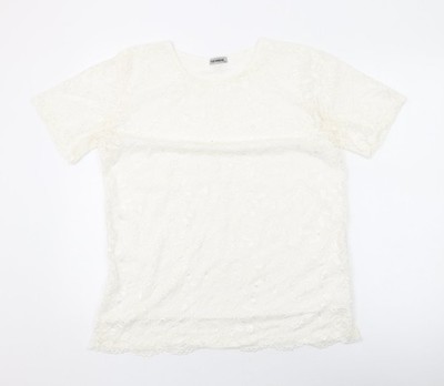 Yue Sheng Damen T-Shirt weiß Polyester Basic Größe L Rundhals