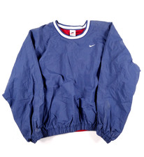 Vintage 90s Nike Windbreaker Jacket Medium Mens White Tag Pullover Blue Lined