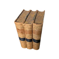 ANTIQUE: Carlyle's Works: Vol. 1, 2, 4: Cromwell's Letters ~ Leather Spines