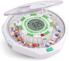 28-Day Automatic Pill Dispenser Clear Lid with Upgraded LCD Display and Key L...