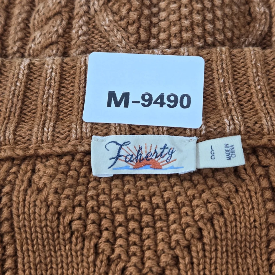 Talbots Women Sweatshirt M Brown Cardigan Geometric Button Front Fisherman - Image 2 of 4