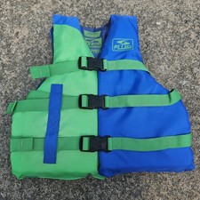 Fluid Aquatics Youth Life Jacket Vest 50-90 Lbs USCG Approved Green/Blue