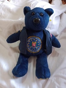 Rare Purr-Fection by MJC FBI Blue Department Of Justice Seal Bean Bag Bear