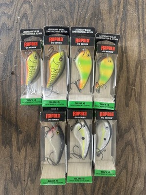 Lot of 6 Rapala OG Series Tiny 4 & Slim 6 Crankbaits NEW IN BOX