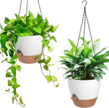 Hanging Planters Indoor Outdoor Plants 2 Pack Self Watering Hanging Pot W/ Holes