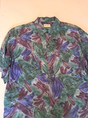 Summa 100% Silk Mens Shirt Sz L Washable Feather Weight Pocket Short Sleeves 