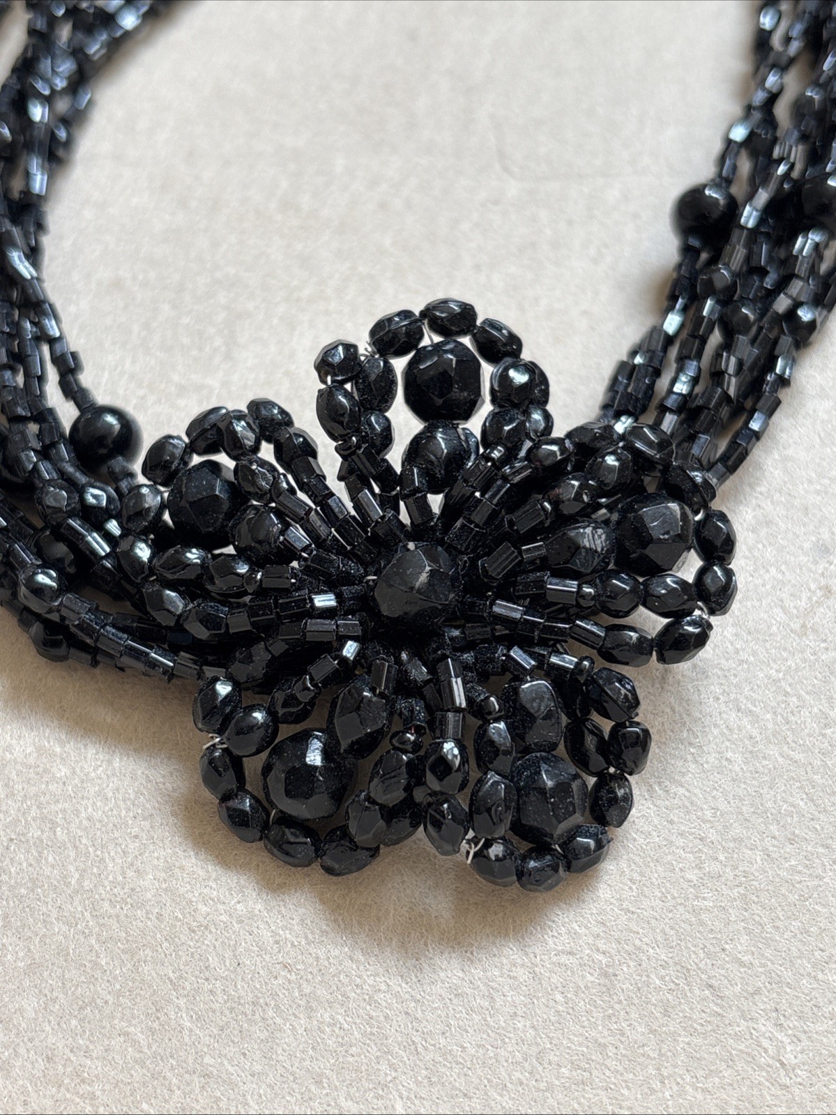 M. Haskell Adjustable Black Beaded Multistrand Fl… - image 2