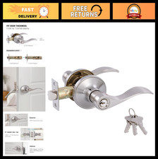 Keyed Entry Door Levers Set - Satin Nickel Handles for Left/Right Open Doors