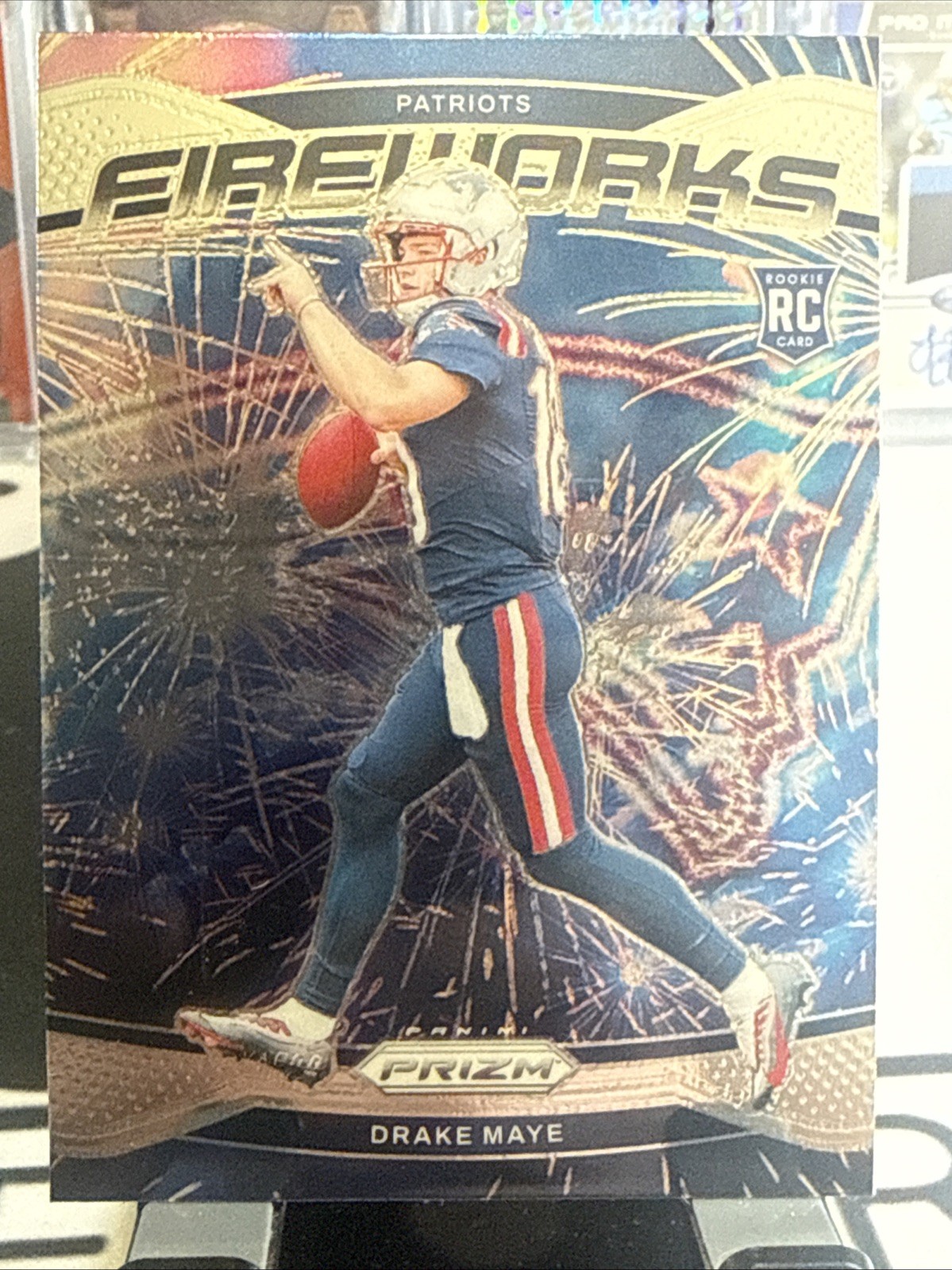 2024 Panini Prizm DRAKE MAYE (RC) #22 Fireworks New England Patriots