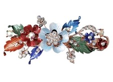Barrett-HairpinFlower Crystal Enamel Rhinestone Hair clip Spring-Clip Metal