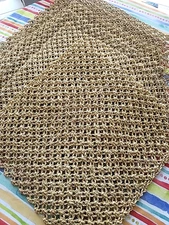 Set of 6 Knotted Raffia Placemats Tan Boho Natural Woven Braided Table Mats 15in