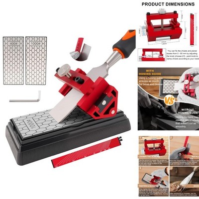 Professional Chisel Sharpening Jig with Angle Guide & Non-Slip Sharpening Base