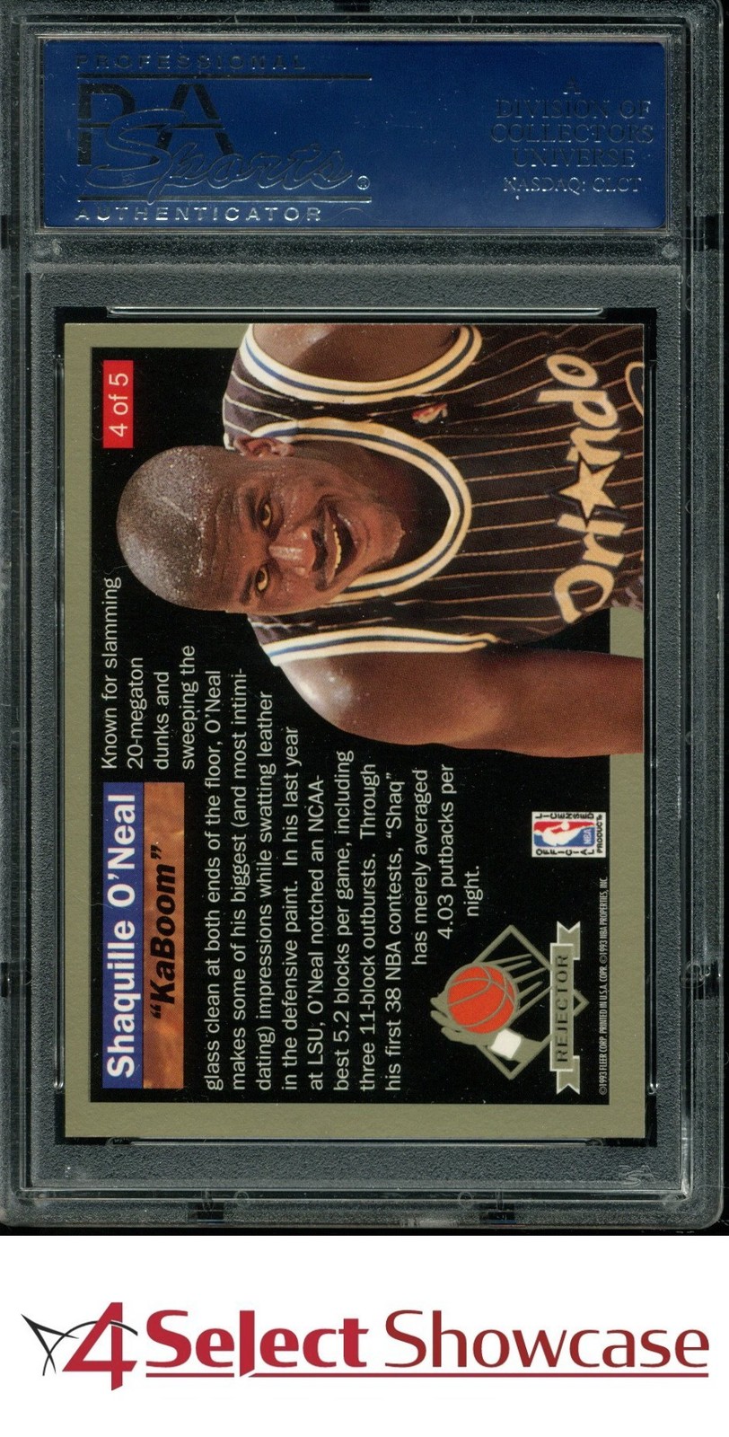 1992 ULTRA REJECTORS #4 SHAQUILLE O'NEAL RC MAGIC HOF PSA 10 view 2