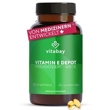 Vitabay Vitamin E 600 I.E. Depot – 200 vegane 120 g (1er Pack), E