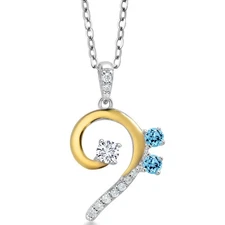 925 Sterling Silver and 10K Yellow Gold White Lab Grown Diamond Bass Clef Music