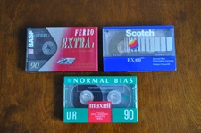 Lot of 3 New Vintage Scotch Basf And Maxell Blank Cassette Audio Tape
