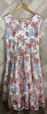 Tahari by Arthur S Levine Flared Dress Blue/Red Floral Embroidery/Sequin Size 14
