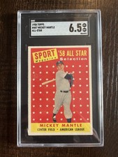 Beautiful and Centered 1958 topps #487 mickey mantle all star SGC 6.5